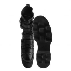 T2305 Black 4-Buckle Anarchic Moto Boot
