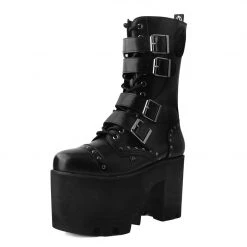 T2305 Black 4-Buckle Anarchic Moto Boot