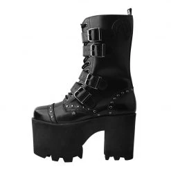 T2305 Black 4-Buckle Anarchic Moto Boot