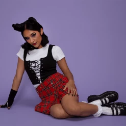 T2307 Anarchic Black TUKskin™ 2-Skull Buckle Mary Jane