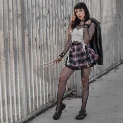 T2307 Anarchic Black TUKskin™ 2-Skull Buckle Mary Jane