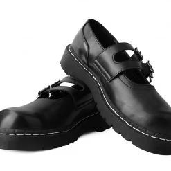 T2307 Anarchic Black TUKskin™ 2-Skull Buckle Mary Jane
