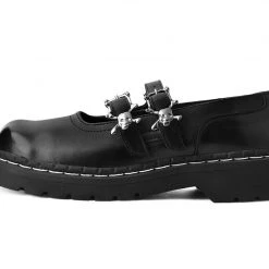 T2307 Anarchic Black TUKskin™ 2-Skull Buckle Mary Jane