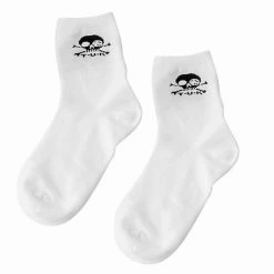 TSK1032 White T.U.K. Skull Logo Women’s Sock
