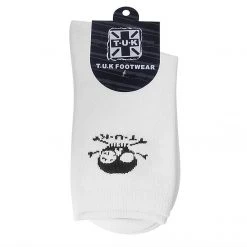 TSK1032 White T.U.K. Skull Logo Women’s Sock