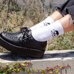 TSK1032 White T.U.K. Skull Logo Women’s Sock
