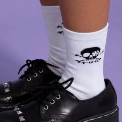TSK1032 White T.U.K. Skull Logo Women’s Sock