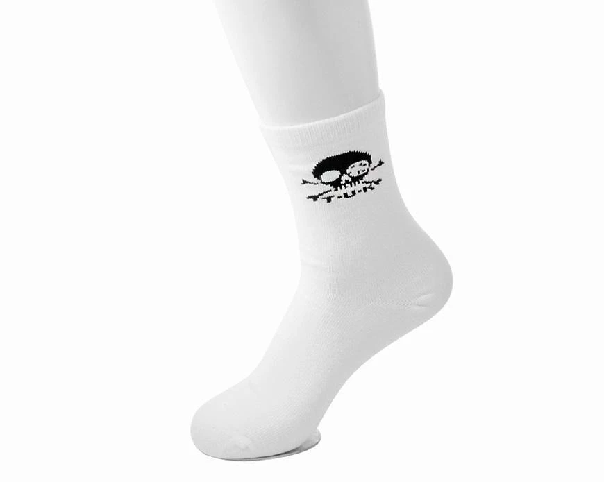 TSK1033 White T.U.K. Skull Logo Men’s Sock