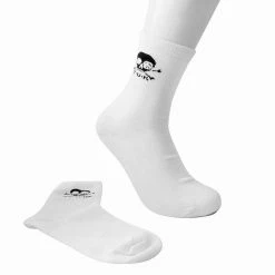 TSK1033 White T.U.K. Skull Logo Men’s Sock