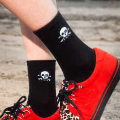 TSK1034 Black T.U.K. Skull Logo Women’s Sock