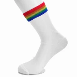 TSK1041 Vegan White Sheer Rainbow Sock