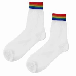 TSK1041 Vegan White Sheer Rainbow Sock