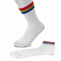 TSK1041 Vegan White Sheer Rainbow Sock