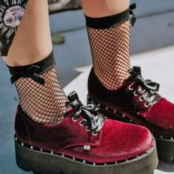 TSK1052 Black Fishnet & Bow Women’s Sock