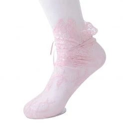 TSK1059 Pink Lace Ribbon Women’s Sock