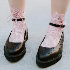 TSK1059 Pink Lace Ribbon Women’s Sock