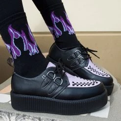 TSK1063 Black Purple & Grey Flame Socks Women