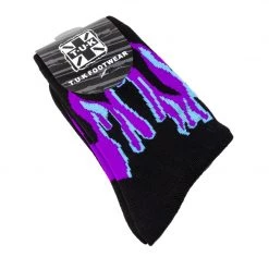 TSK1063 Black Purple & Grey Flame Socks Women