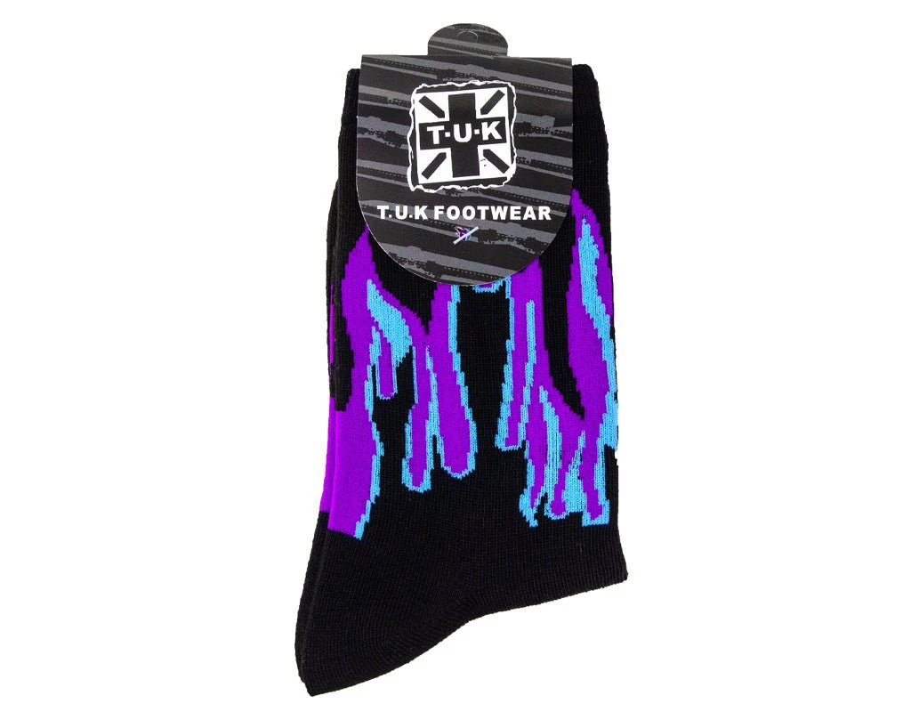 TSK1063 Black Purple & Grey Flame Socks Women