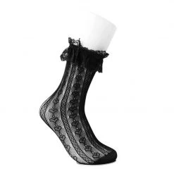 TSK1069 Black Lace Crew Sock
