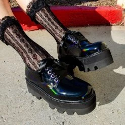 TSK1069 Black Lace Crew Sock