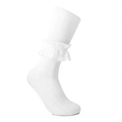 TSK1070 White Lace Crew Sock Women