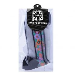 TSK1080 Vegan Black Stripe Floral Sheer Sock
