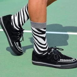 TSK1091 Grey Stripe Zebra Crew Sock Vegan