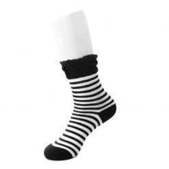TSK1097 Womens Black White Stripe Sock