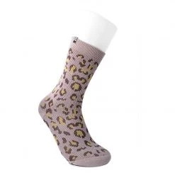 TSK1099 Vegan Leopard Khaki Crew Sock