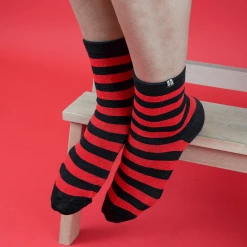 TSK1120 Red & Black Stripe T.U.K Women's Sock