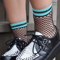 TSK1122 Multi-color Band Fishnet 5-Pk Sock Women