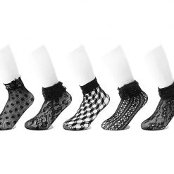 TSK1123 Black Assorted Fishnet 5-Pk Sock
