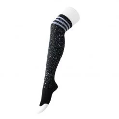 TSK1125 Black Varsity Rhinestone Over-The-Knee Sock