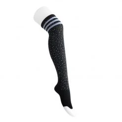 TSK1125 Black Varsity Rhinestone Over-The-Knee Sock
