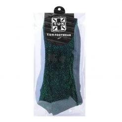 TSK1131 Green Ribbed Glitter Sock Women