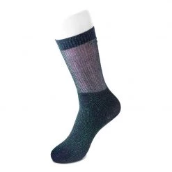 TSK1131 Green Ribbed Glitter Sock Women