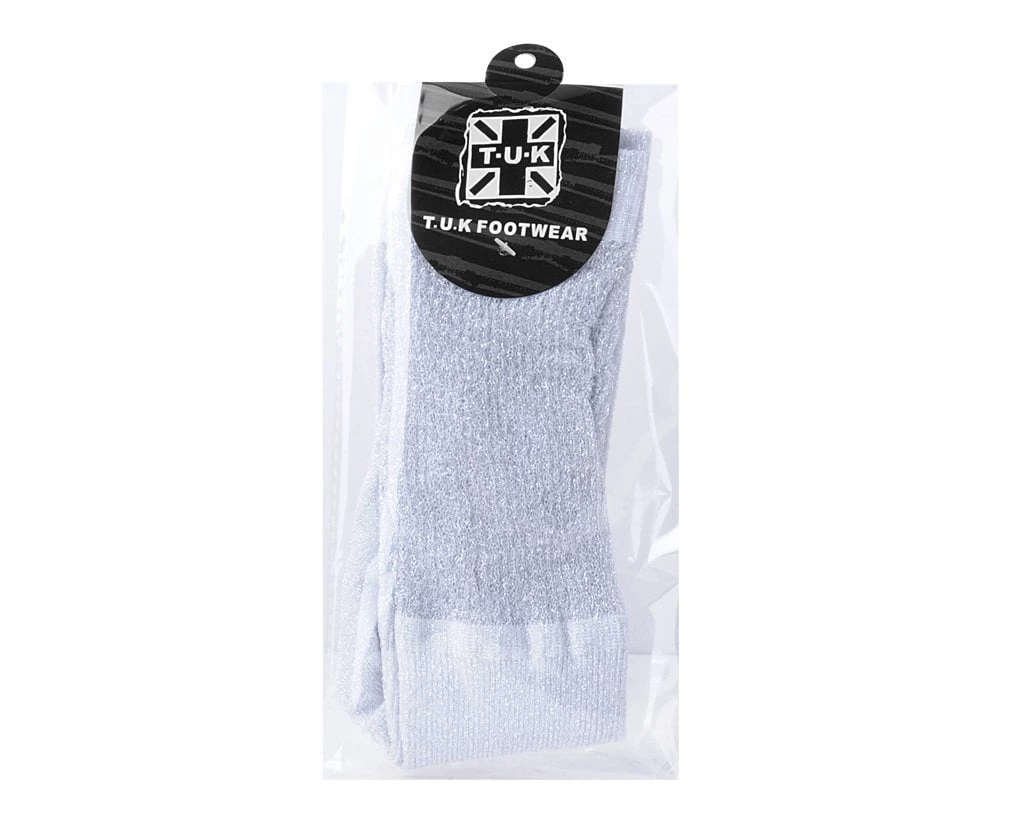 TSK1132 Women Silver Ribbed Glitter Sock