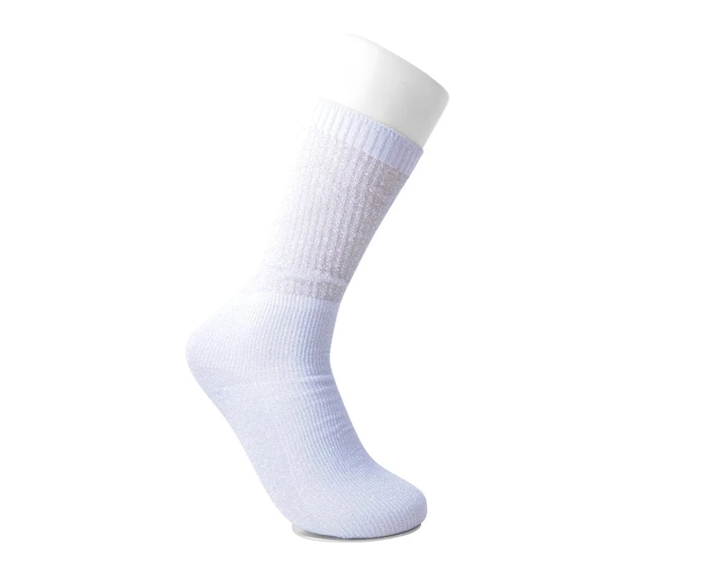 TSK1132 Women Silver Ribbed Glitter Sock