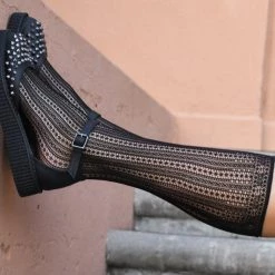 TSK1139 Women Black Mesh Sock