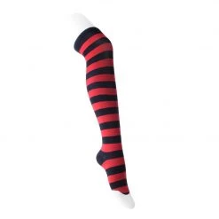 TSK1142 Red & Black Striped Thigh High Sock