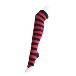 TSK1142 Red & Black Striped Thigh High Sock