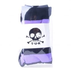 TSK1144 Black & Lavender Striped Thigh High Sock Women
