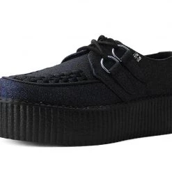 V3011 Black Glitter D-Ring Mondo Creeper Women