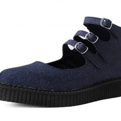 A3012L Women Black Glitter 3-Strap Pointed Mary Jane