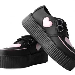 V3026 Back In Stock Black TUKskin™ & Pink Heart Mondo Creeper