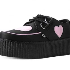 V3026 Back In Stock Black TUKskin™ & Pink Heart Mondo Creeper