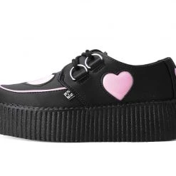 V3026 Back In Stock Black TUKskin™ & Pink Heart Mondo Creeper