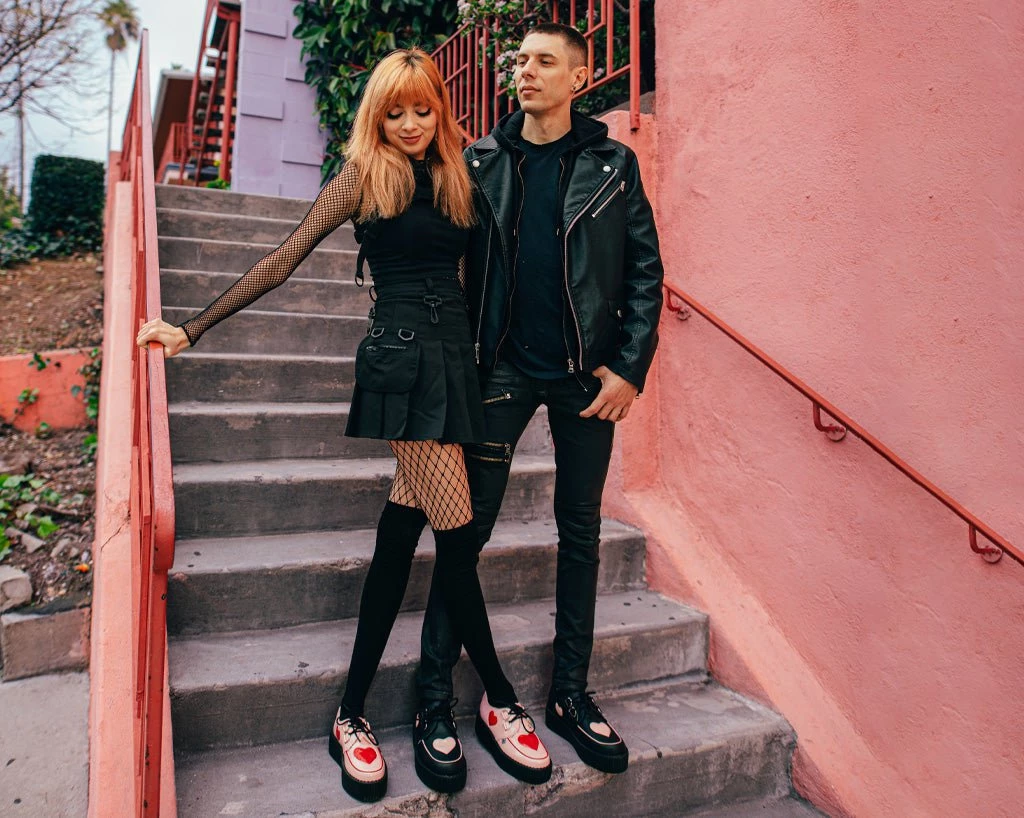 V3027 Back In Stock Pink & Red Heart Mondo Creeper