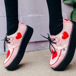 V3027 Back In Stock Pink & Red Heart Mondo Creeper